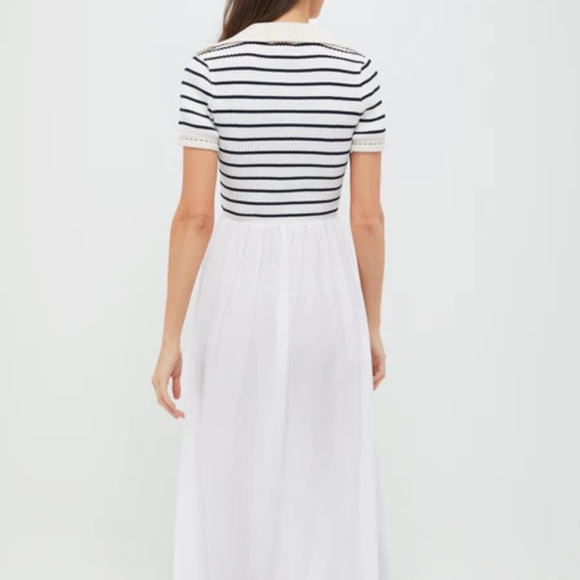 Tuckernuck NWT Moon River Ivory Striped Polo Midi Dress Size Large - Picture 2 of 3